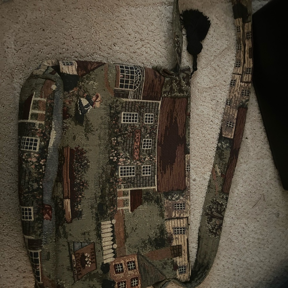 Vintage Tapestry Crossbody Bag